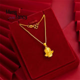 Vietnam Placer Angel Pendant Charms Amulet Fine Jewelry Women Couple Chain