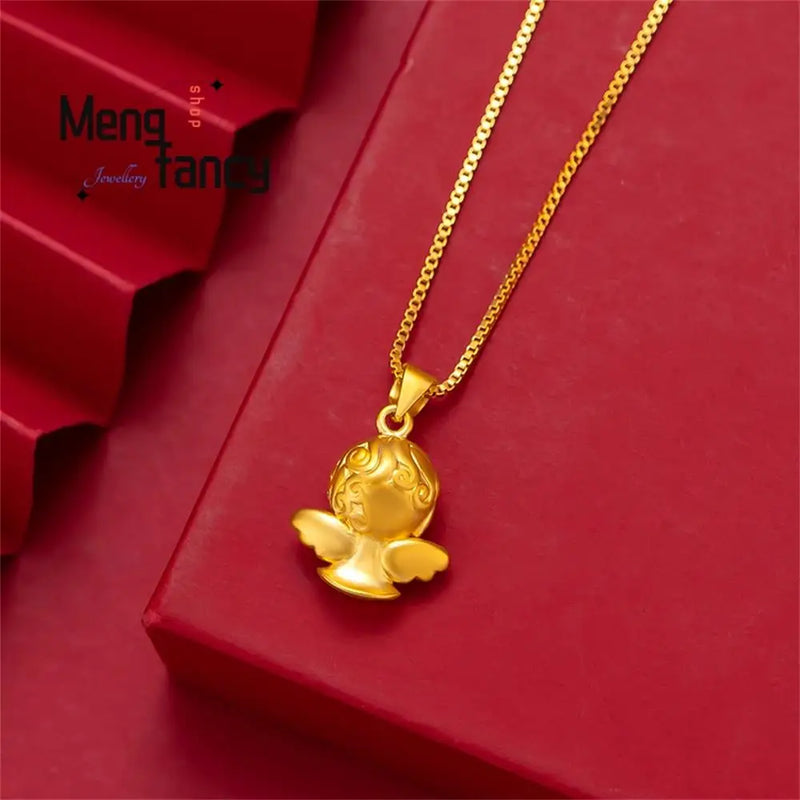 Vietnam Placer Angel Pendant Charms Amulet Fine Jewelry Women Couple Chain