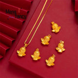 Vietnam Placer Angel Pendant Charms Amulet Fine Jewelry Women Couple Chain