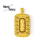 Vietnam Placer Six Character Truths Sutra Spinner Pendant Charms Necklace