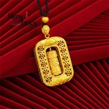 Vietnam Placer Six Character Truths Sutra Spinner Pendant Charms Necklace
