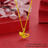 Vietnam Sand 24K Apricot Leaf Pendant Charms Fine Jewelry Sets