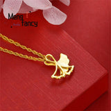Vietnam Sand 24K Apricot Leaf Pendant Charms Fine Jewelry Sets