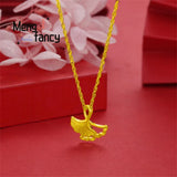 Vietnam Sand 24K Apricot Leaf Pendant Charms Fine Jewelry Sets