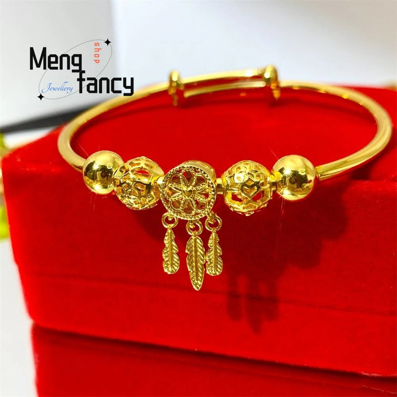 Vietnam Sand 24K Hollowed Delicate Bracelet Charms Fine Jewelry Sets