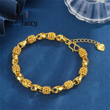 Vietnam Sand 24K Hollowed Bracelet Charms Fine Jewelry Sets Women