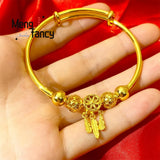 Vietnam Sand 24K Hollowed Delicate Bracelet Charms Fine Jewelry Sets
