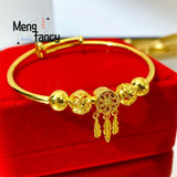 Vietnam Sand 24K Hollowed Delicate Bracelet Charms Fine Jewelry Sets