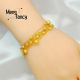 Vietnam Sand 24K Lucky Beads Bracelet Charms Fine Jewelry Sets Women Bangle