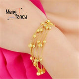 Vietnam Sand 24K Lucky Beads Bracelet Charms Fine Jewelry Sets Women Bangle