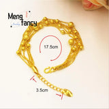 Vietnam Sand 24K Lucky Beads Bracelet Charms Fine Jewelry Sets Women Bangle