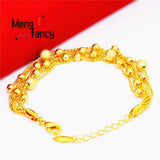 Vietnam Sand 24K Lucky Beads Bracelet Charms Fine Jewelry Sets Women Bangle