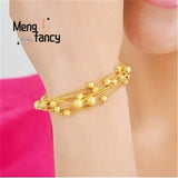 Vietnam Sand 24K Lucky Beads Bracelet Charms Fine Jewelry Sets Women Bangle