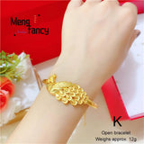 Vietnam Sand 24K Plated Flower Bangle Charms Fine Jewelry Sets
