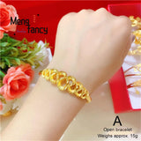 Vietnam Sand 24K Plated Flower Bangle Charms Fine Jewelry Sets