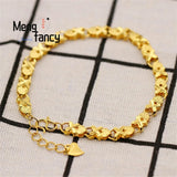 Vietnam Sand 24K Plated Lucky Grass Bracelet Retro Charms Jewelry Sets Women