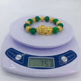 24K Plated Celadon Stone Pixiu Bracelet Hand Chain Women Men