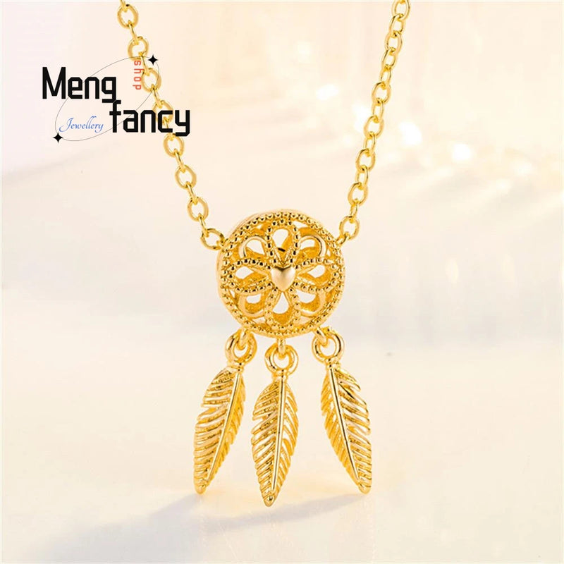 Vietnamese Sand Hollowed Out Floral Pendant Plated 24K Charms Fine Jewelry