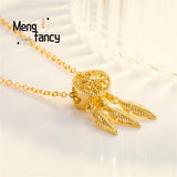 Vietnamese Sand Hollowed Out Floral Pendant Plated 24K Charms Fine Jewelry