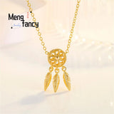 Vietnamese Sand Hollowed Out Floral Pendant Plated 24K Charms Fine Jewelry
