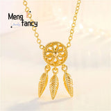 Vietnamese Sand Hollowed Out Floral Pendant Plated 24K Charms Fine Jewelry