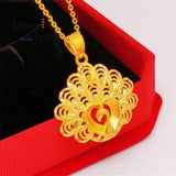 Vietnamese Sand Peacock Pendant Charms Necklace Fine Jewelry Amulet