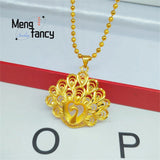 Vietnamese Sand Peacock Pendant Charms Necklace Fine Jewelry Amulet