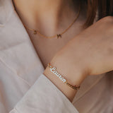 VihsowCo Letter Bracelet Stainless Steel Cuban Chain Personalized Jewelry