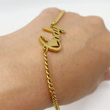 VihsowCo Letter Bracelet Stainless Steel Cuban Chain Personalized Jewelry