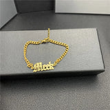 VihsowCo Letter Bracelet Stainless Steel Cuban Chain Personalized Jewelry