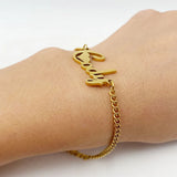 VihsowCo Letter Bracelet Stainless Steel Cuban Chain Personalized Jewelry