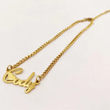 VihsowCo Letter Bracelet Stainless Steel Cuban Chain Personalized Jewelry