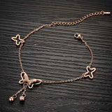Bohemia Butterfly Charm Anklet CZ Stainless Steel Jewelry