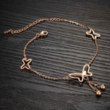Bohemia Butterfly Charm Anklet CZ Stainless Steel Jewelry