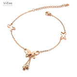 Bohemia Butterfly Charm Anklet CZ Stainless Steel Jewelry