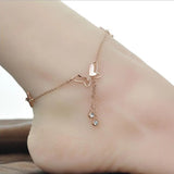 Bohemia Butterfly Charm Anklet CZ Stainless Steel Jewelry