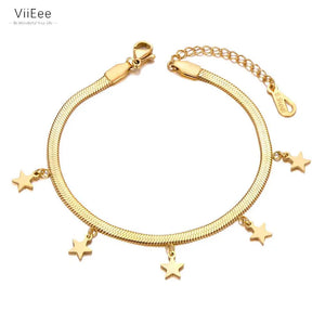Bohemia Party Snake Chain Bracelets 5 Star Charm Jewelry Women Girls