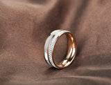 Rose Rhinestone Shell Wedding Rings Stainless Steel Engagement Ring