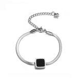 Square Shell Chain Link Bracelet Titanium Steel Charm Bracelet