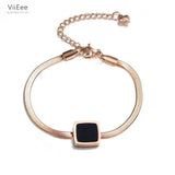 Square Shell Chain Link Bracelet Titanium Steel Charm Bracelet