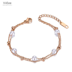 Bohemia Double Layer Pearl Charm Bracelet for Women VB20013