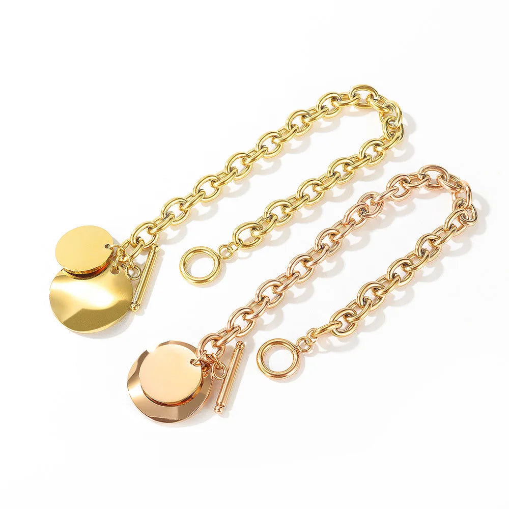 Stainless Steel Love Circle Charm Bracelet For Women VB17095
