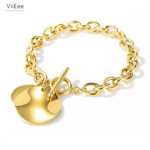 Stainless Steel Love Circle Charm Bracelet For Women VB17095