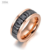 Black/Clear CZ Crystal Wedding Ring Stainless Steel Engagement Anneau VR18035