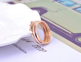 3-in-1 Shell & Rhinestone Rings Titanium Steel VR20060