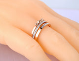 3-in-1 Shell & Rhinestone Rings Titanium Steel VR20060