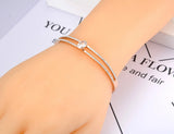 Sparkling Rhinestone Bangle Bracelet Titanium Oval CZ Crystal