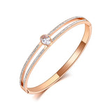 Sparkling Rhinestone Bangle Bracelet Titanium Oval CZ Crystal