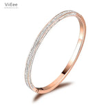 Stainless Rose Rhinestone Wedding Bangles VB18059