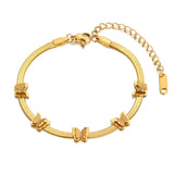 5Pcs Butterfly Charm Bracelets 18K Plated Snake Chain Jewelry